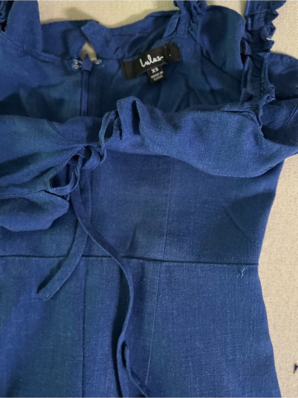 Lulus Blue Ruffle Tie-Front Mini Dress - Picture 5 of 5